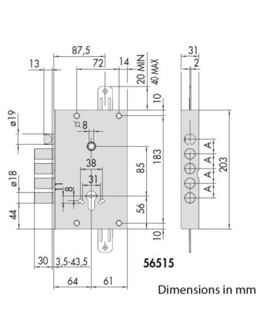 Lock CISA Revolution PRO - latch bolt at the upper part