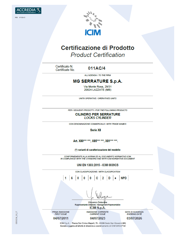 Certification X8